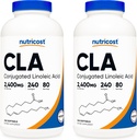 Nutricost CLA (Acido Linoleico Conjugado) 2.400mg, 240 Softgels - Gluten Free, Non-GMO, 800mg Per Softgel (2 Botellas)