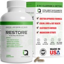 Restaurar 2 En 1 Colon Cleanse " Detox w/ Psyllium - Supports Digestion, Debloating " Constipation Relief for Women " Men, Gut Detox Cleanse w/ Magnesium ANTE Electrolyte Infused Colon Cleanser " Detox