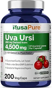 NusaPure Uva Ursi 10:1 Extracto, 450 mg Equivalente a 4.500mg 200 gorros vegetarianos (No-GMO, Vegan) Bearberry