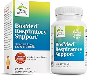 Terry Naturally BosMed Respiratory Support - Respiratory Support Supplement - Herbal Supplement for Lung Support - Healthy Lung Supplement for Clear Bronchial Passages - 60 Softgels