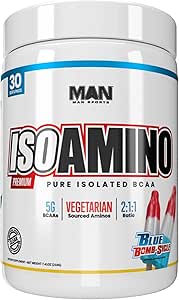 Man Sports ISO-Amino BCAA Amino Amino Acid Powder, Blue Bomb-Sicle, 30 Servings, 210 Grams