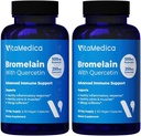 VitaMedica Bromelain " Quercetin Supplement - 500mg Bromelain 250mg Quercetin - 2400 GDU para la inmunidad, soporte conjunto, inflamación y recuperación muscular - 60 cápsulas Vegan - 30 servicios (2 Pack)