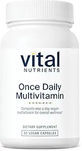 Nutrientes vitales Una vez Multivitamínico diario ← Vegan Multi for Women &amp; Hombres ← Libre de alérgenos 19 Vitaminas esenciales + Antioxidantes para el ojo y la salud del corazón ¦ Gluten, Dairy &amp; Soy-Free tención 30 cápsulas
