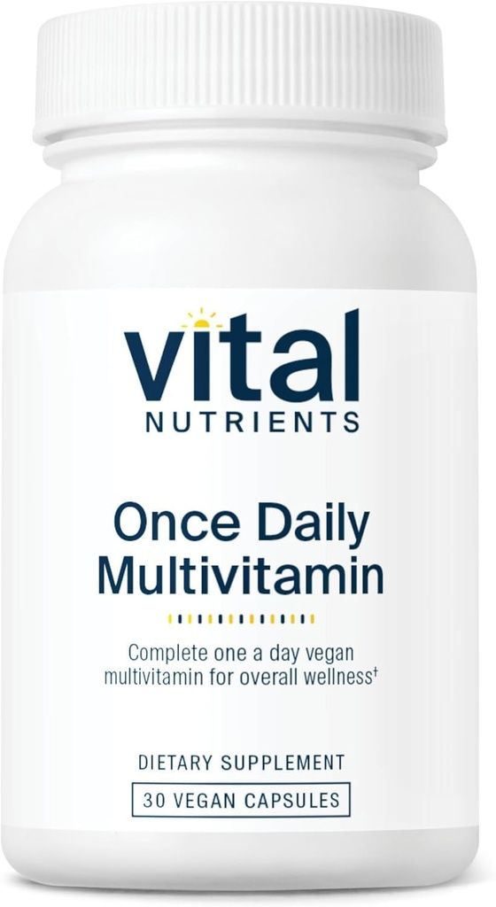 Nutrientes vitales Una vez Multivitamínico diario ← Vegan Multi for Women &amp; Hombres ← Libre de alérgenos 19 Vitaminas esenciales + Antioxidantes para el ojo y la salud del corazón ¦ Gluten, Dairy &amp; Soy-Free tención 30 cápsulas