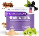 Amla Powder &amp; Immunity Blend Superfood Supplement with Elderberry, 20x Ultra Concentrated Amla, Immune Support, Made with Ginger, Cinnamon, Peppermint, Indian Gooseberries, Immunity, 30 Servings