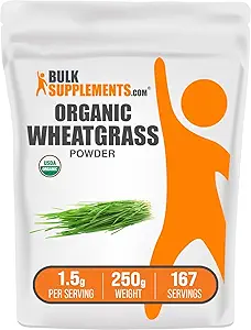 BulkSupplements.com Pólvora de trigo orgánico - Pólvora de Super Verdes Orgánicos, Suplemento de Superalimentos - Vegan & Gluten Gratis, 1,5g por Serving, 250g (8.8 oz) (Pack of 1)