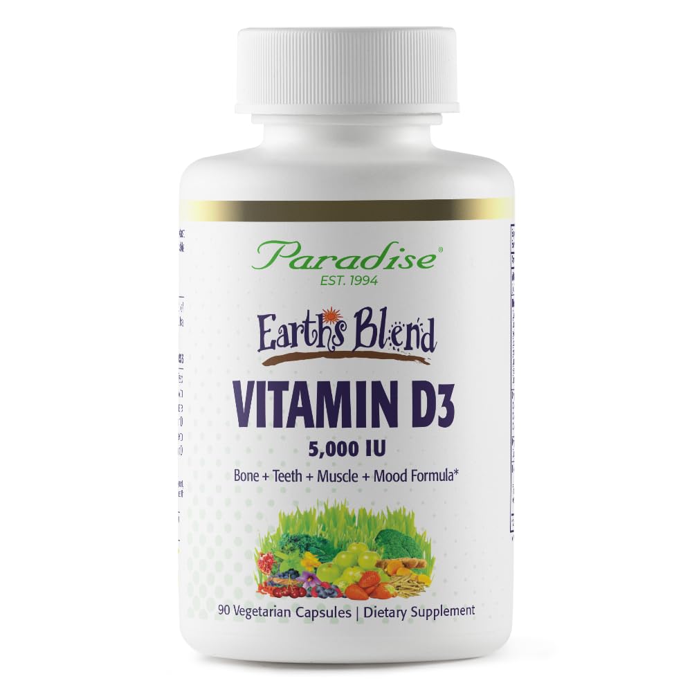 Herbs Paradise Earth's Blend Vitamin D3, Superfoods Base de Probióticos y Ecológico Alkalizing Greens, Veggies & Berries, 90 Vegetarian Capsules