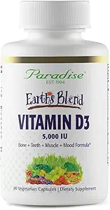 Herbs Paradise Earth's Blend Vitamin D3, Superfoods Base de Probióticos y Ecológico Alkalizing Greens, Veggies & Berries, 90 Vegetarian Capsules