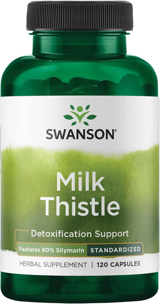 Swanson Milk Thistle (Standardized) - Herbal Liver Support Supplement w/ 80% Silymarin - Natural Formula Helping to Maintain Global Health &amp; Wellbeing - (120 Capsules)