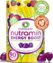 NUTRAMIN Energy Boost Vitamin Gummy - Skip The Coffee &amp; Boost Your Energy, Caffeine-Free, Sugar-Free, Vegan, B12, Green Tea, Ashwagandha, Garcinia Cambogia, Raspberry Adaptogen - 90 ct