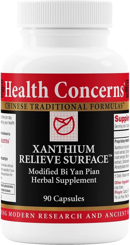 Preocupaciones de salud Xanthium Relieve Surface - Suplemento de Apoyo Inmunitario - Phlegm, Sinus Allergy, Nasal Congestion & Skin Rash Support - Suplemento Herbal con la Fórmula China Tradicional - 90 cápsulas