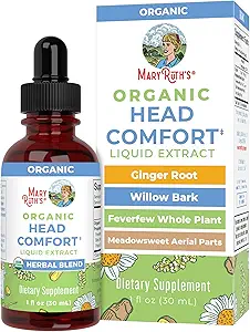USDA Organic Head Comfort Liquid Extract Herbal Blend by MaryRuth's Silencio Ginger Root Silencio Willow Bark Silencio Feverfew Whole Plant ← Meadowsweet ←Herbs tradicionales ← No-GMO Silencio Vegan Silencio Gluten Free Silencio 1 Fl Oz
