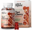 Wild &amp; Organic Tart Cherry Gummies 7000 mg - Tart Cherry Extract Supplement for Uric Level Support - 60 Vegan, Non-GMO Chews