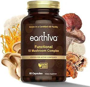 Mushroom Complex Supplement ← 60 Capsules ← 10-in-1 Blend Silencio con Lion’s Mane, Chaga, Turquía Tail, Cordyceps, Maitake, Shiitake, Reishi, &amp; More ← Crecieron en una instalación estadounidense certificada