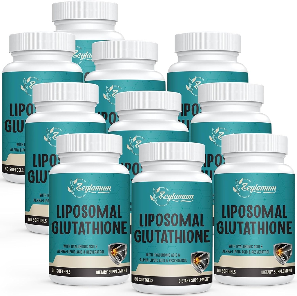 2400 MG Liposomal Glutathione Softgels, Max Absorption, Active Form L-Glutathione Reduced (GSH), con ácido hialurónico, Resveratrol, Master Antioxidants for Detox, Brain, Immune System, 600 Softgels