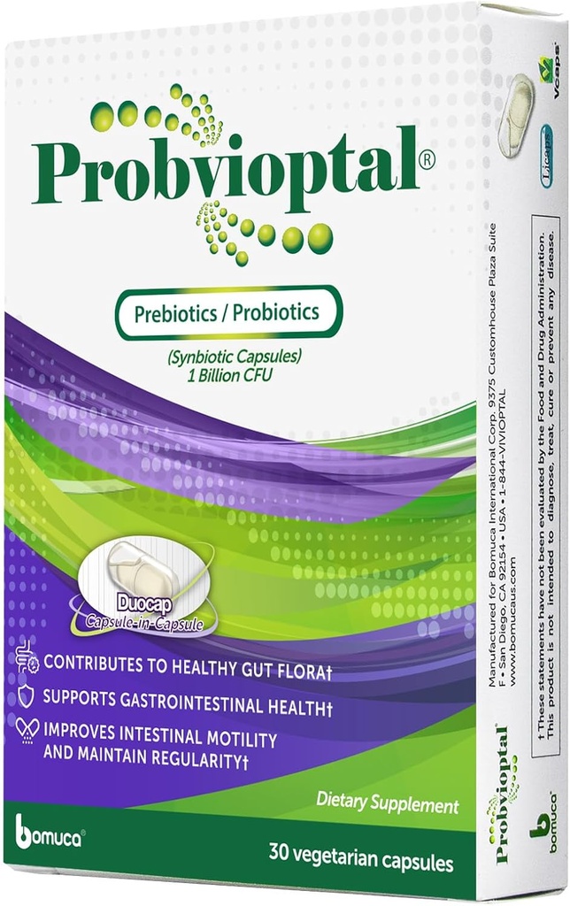 Probvioptal, 30 cápsulas, Probióticos " Prebióticos, Duocap, 1 billón CFU, Gluten Free
