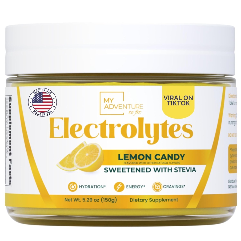 Cero Azúcar - Electrolitos de Candy Lemon Powder - Refreshing Hydration - Caffeine Free Energy with All Natural Ingredients - Vegan, Keto & Paleo - Sugar Free Electrolytes Powder Drink Mix - 37 Servings