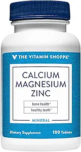 Calcio, Magnesio, Zinc con Vitamina D - Soporta Huesos saludables y dientes (100 Tabletas)