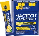MagTech Magnesium Drink Mix - Sugar Free Lemonade - 3 Forms of Magnesium: Magtein L-Threonate, Glycinate & Taurate - 200mg Chelated Magnesium Complex - Supports Relaxation & Brain Health - 20 Servings