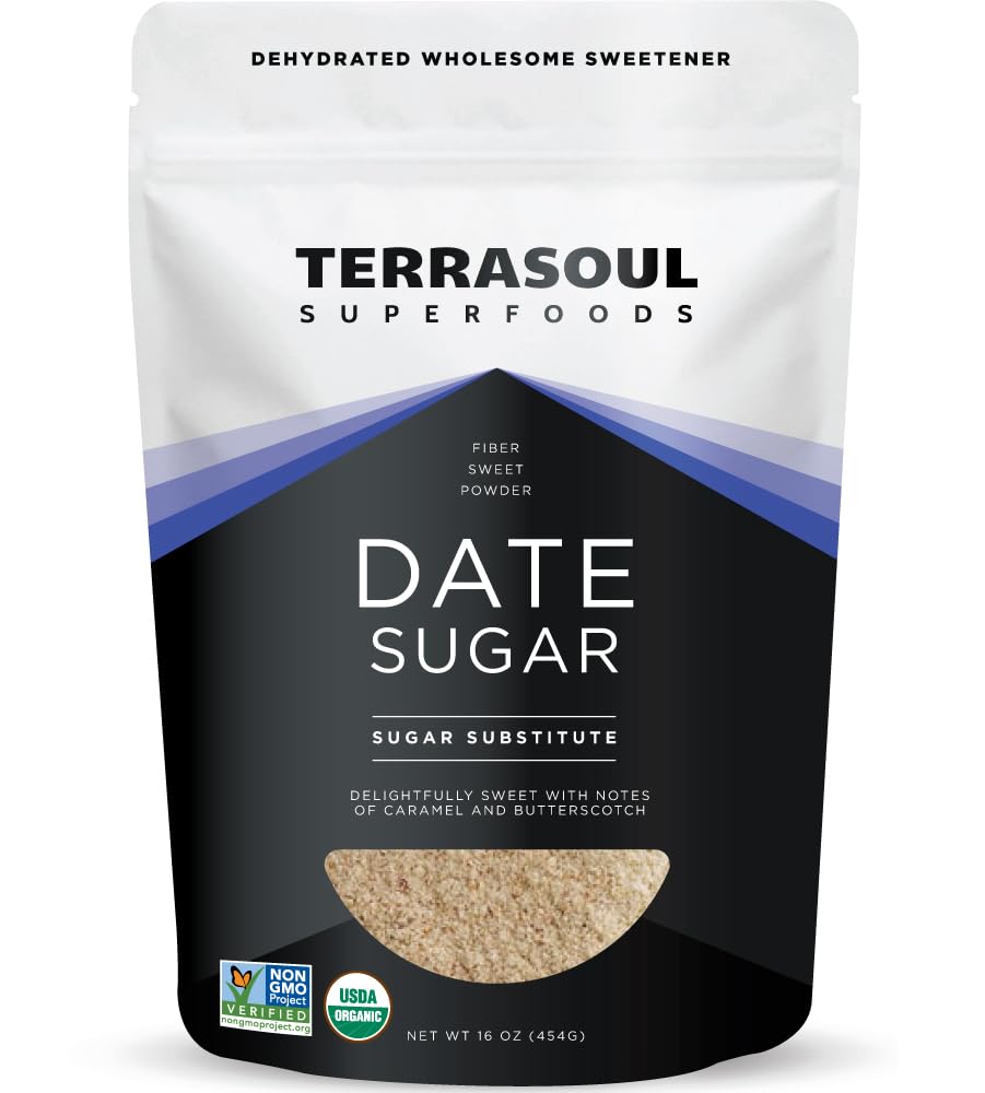 Terrasoul Superfoods Organic Date Sugar, 1 Lb - Low Glycemic TEN Unrefined ¦ Trace Minerals