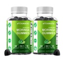 Vitamatic 2 Packs Sugar Free Moringa Gummies- 10000 mg Equivalente Per Serving (desde 50:1 Extracto 200 mg)- Superalimentos Verdes Completos 20X Extracto - 60 Gummies Basadas en Pectina