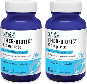 Klaire Labs SFI Health Ther-Biotic Complete - Hypoallergenic Probiotics for Women &amp; Hombre - Acid-Stable Probiotic Supplement - 12 Especies for Immune &amp; Digestive Health - 25 Billion CFU (2 Pack)