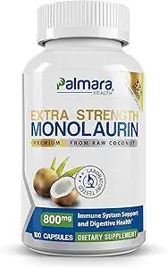 Palmara Health Extra Strength Monolaurin 1,600mg por Serving, 800mg por cápsula