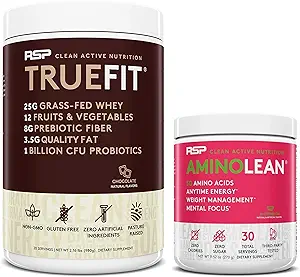 RSP NUTRITION TrueFit Protein Powder (Chocolate 2 LB) con AminoLean Pre Workout Energy (Watermelon 30 Servings)
