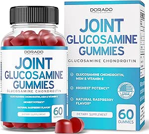 Glucosamine Chondroitin Gummies Joint Supplement - Glucosamine Gummies for Adults Nutritional Supplements - Joint Supplements for Men &amp; Women - Delicious Raspberry Flavor - (60 Count)