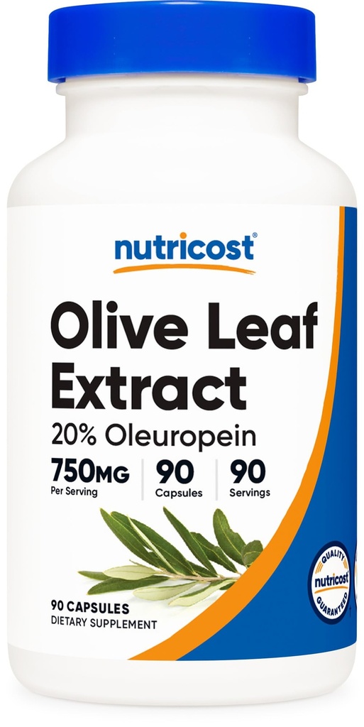 Nutricost Olive Leaf Extract (20% Oleuropein) 750 MG, 90 Capsules - Non-GMO, Gluten Free
