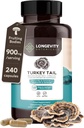 Orgánica Turquía Tail Mushroom Capsules Suplemento (240) Silencio Pure Fruiting Body 10:1 High Strength Extract ← 50% Beta-D Glucans  9,000mg Raw Equivalent Por Serving confidencialidad Immune, Gut & Microbiome Support