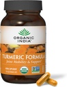ORGANIC INDIA Curcumina Turmérica con Pepper Negro - Suplemento Turmérico Orgánico y Suplemento Curcumín, cápsulas Turméricas, soporte conjunto &amp; soporte del sistema inmunitario, raíz completa, trikatu - 90 cápsulas