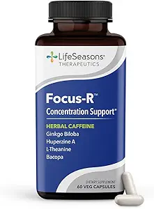 LifeSeasons - Focus-R - Concentration Support Supplement - All Ages - Enhances Mental Performance & Focus - Increases Attention Span - L-Theanine, Kava Kava, Bacopa, Vitamin B & More - (60 Capsules)