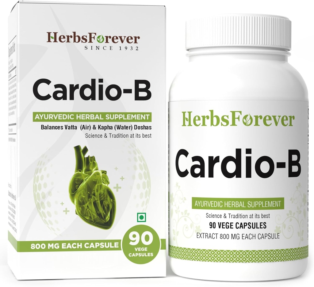 Herbsforever Cardio-B Ayurvedic Herbal Suplemento 90 Vege Capsules 800 Mg