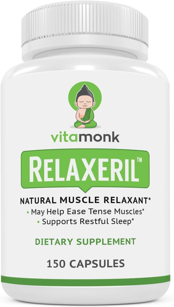 VitaMonk Relaxeril™ All-Natural Muscle Relaxer - Muscle Relaxer Supplement - Complete Muscle Relaxing Formula