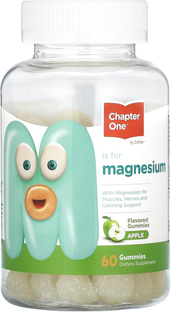 Capítulo One Magnesium Gummies for Kids &amp; Adults - Natural Calm Gummies - Calm Magnesium Citrate - Bone and Muscle Function Supplements for Kids &amp; Adults - Mood Support, Kosher Apple Flavor (60)