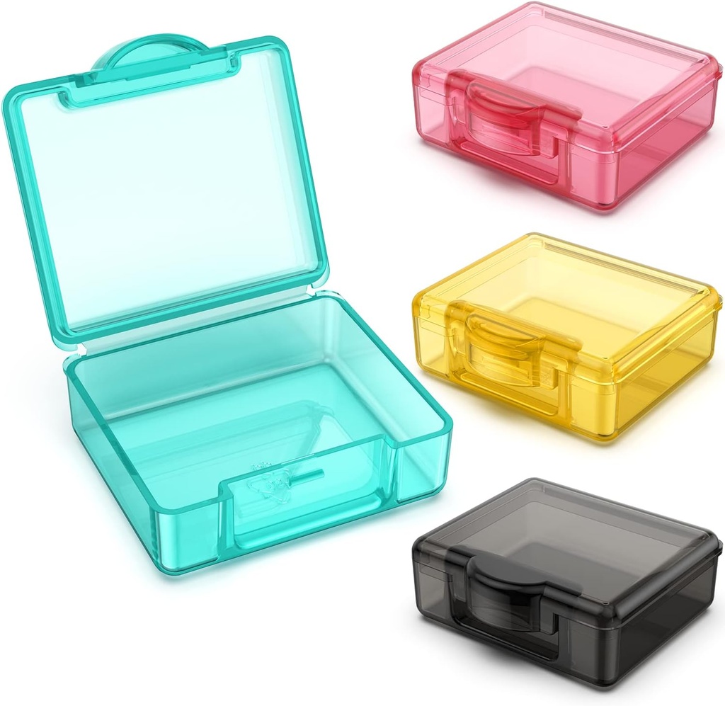 Caja pequeña de 4 piezas,Cute Travel Pill Organizer Case Mini Tiny Clear Plastic Storage Containers Portátil