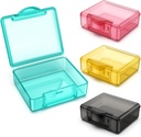 Caja pequeña de 4 piezas,Cute Travel Pill Organizer Case Mini Tiny Clear Plastic Storage Containers Portátil