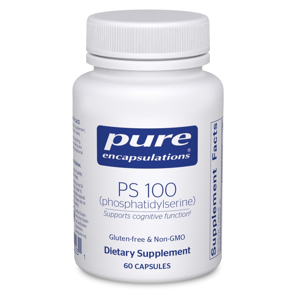 Encapsulaciones puras PS 100 ← Phosphatidylserine Amino Acid Suplemento para el cerebro y la memoria* ← 60 cápsulas