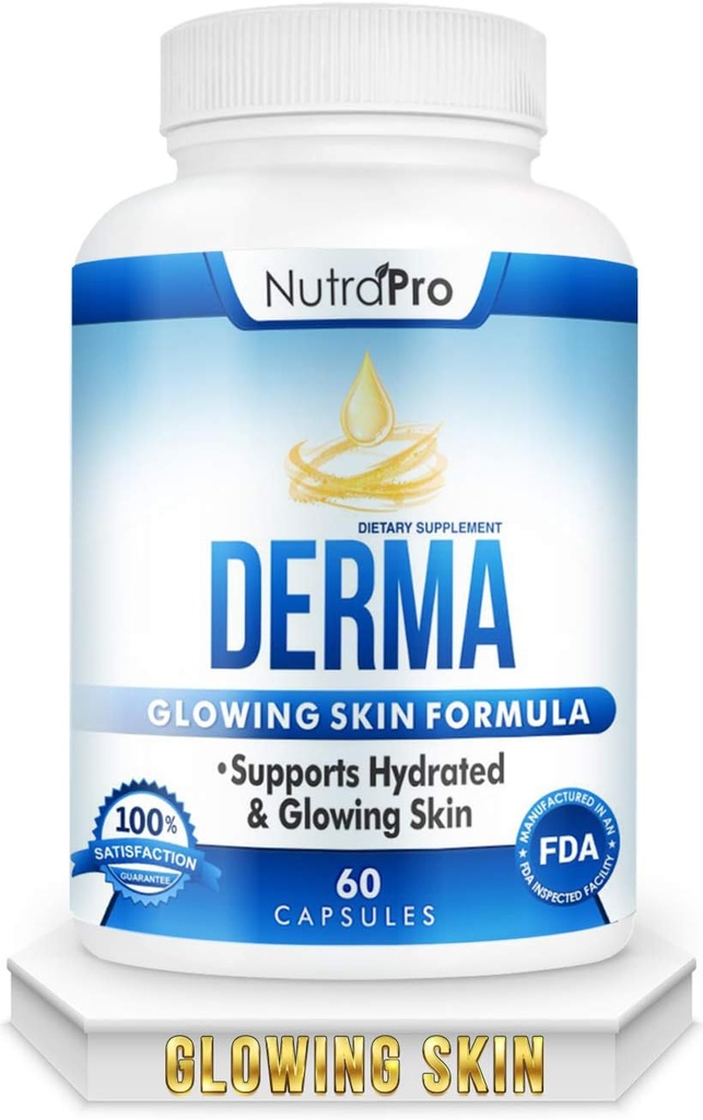Dermal Repair Complex for Hydrated, Glowing Skin –Anti Aging Supplement with Phytoceramides & Alpha Lipoic Acid. Fast Results Hydration Pills Enhances Smoothness & Reduces Wrinkles. 60 Liquid Capsules