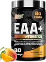Nutrex Research EAA Hydration ← EAAs + BCAA Powder ← Recuperación de músculos, fuerza, construcción de músculos, duración 8G Aminoácidos esenciales + electrolitos  durable 30 Servimientos Es hora de Mango