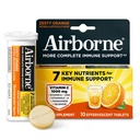 Airborne Immune Support Effervescent Tablets, Zesty Orange Flavor - 10ct with 1000mg Vitamin C + Vitamins A, D, E, Zinc, Selenium, Manganese & Herbal Blend - Sugar‑Free, Gluten‑Free