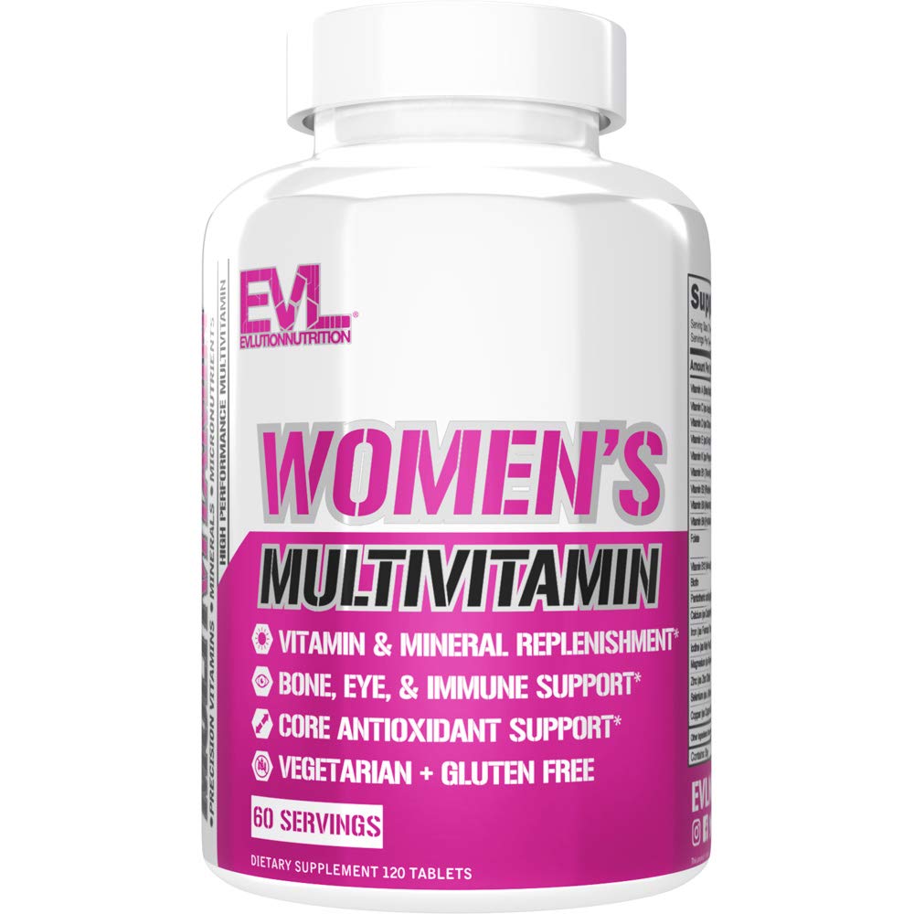 Evlution Nutrition Women's Multivitamin - Full Spectrum Vitamins & Minerals, Immune Health, Vitamin C &amp; D, Iron, Zinc, Antioxidants & Bioflavonoids, Skin, Hair, Bone, Eye Health, 120 Tablets, 60 Days