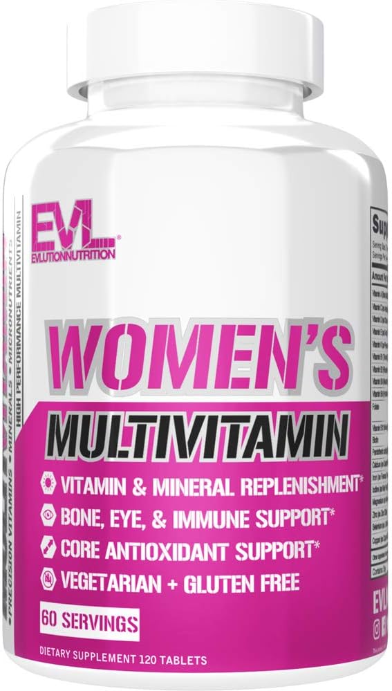 Evlution Nutrition Women's Multivitamin - Full Spectrum Vitamins & Minerals, Immune Health, Vitamin C &amp; D, Iron, Zinc, Antioxidants & Bioflavonoids, Skin, Hair, Bone, Eye Health, 120 Tablets, 60 Days