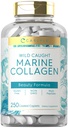 Carlyle Marine Collagen for Hair Skin and Nails | 250 Caplets | Peptides for Women and Men | Type I with Calcium | Non-GMO & Gluten Free