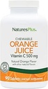 Natures Plus Orange Juice Chewable Vitamin C - 500 mg, 90 Tablets - High Potency Immune & Vascular Health Support Supplement, Antioxidant - Gentle On Stomach - Vegetarian, Gluten-Free - 90 Servings