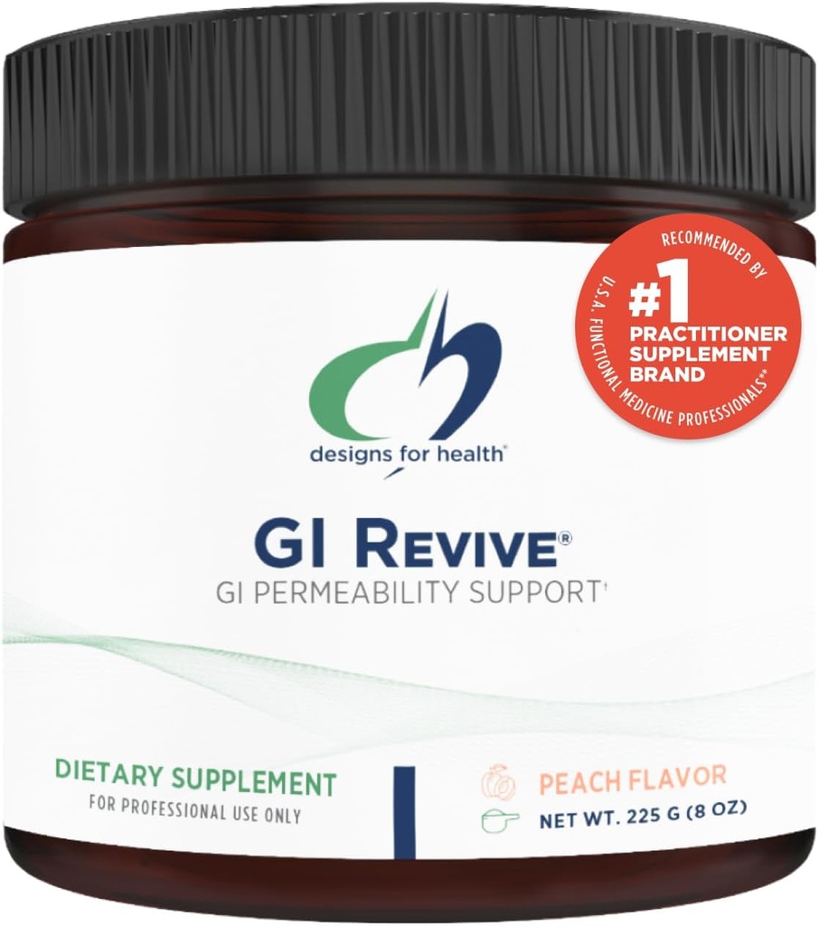 Diseños para salud GI Revive Gut Health Powder - L Glutamine & Citrus Pectin for Digestive Health + Slippery Elm, Marshmallow Root & Cat's Claw for Healthy Intestinal Function (28 Servings)