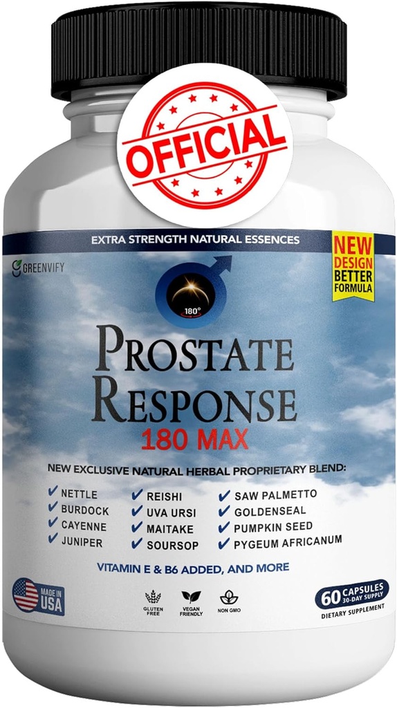 Respuesta de la próstata 180 Max Prostate Formula Suplementos para hombres cápsulas, suplementos de salud - máxima fuerza, todo natural para soportar la función normal y saludable (1)
