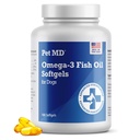 Pet MD – Omega 3 Fish Oil Supplement for Dogs – Skin and Coat Support for Dogs – 180 Softgels