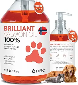 Aceite de salmón para perros - Esquí saludable " Cuna " , Todo Natural Norwegian Fish Oil Food Supplement for Pets, Omega 3 EPA DHA, Ideal para cama, alergia, picazón, piel seca, salud conjunta " - 16.9 Oz